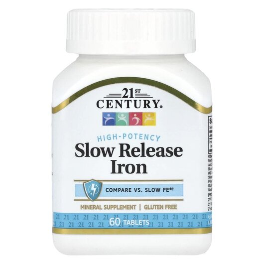 Основное фото товара Slow Release Iron Основное фото товара 21st Century, Железо, Slow Release Iron, 60 таблеток
