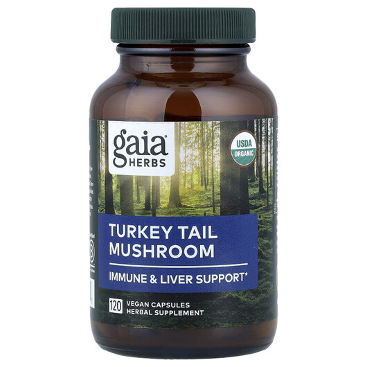 Основное фото товара Gaia Herbs, Грибы Хвост Индейки, Turkey Tail Mushroom, 120 капсул
