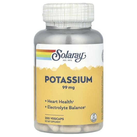 Основное фото товара Solaray, Калий 99 мг, Potassium 99 mg, 200 капсул