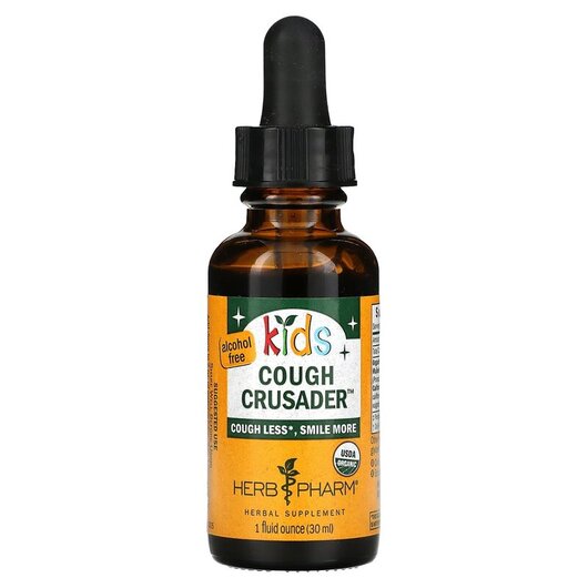 Основне фото товару Kids Cough Crusader Основне фото товару Herb Pharm, Kids Cough Crusader, Сироп від кашлю, 30 мл
