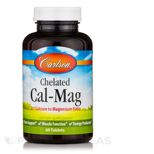Основное фото товара Carlson, Кальций Магний, Chelated Cal-Mag, 60 таблеток