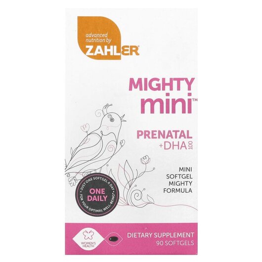 Основное фото товара Mighty Mini Prenatal + DHA Основное фото товара Zahler, Витамины для беременных, Mighty Mini Prenatal + DHA, 90 к