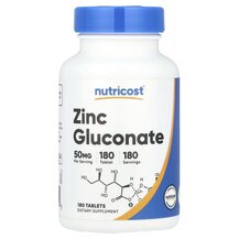 Zinc Gluconate 50 mg Глюконат Цинка Nutricost 180 таблеток Zinc Gluconate 50 mg Глюконат Цинка Nutricost 180 таблеток