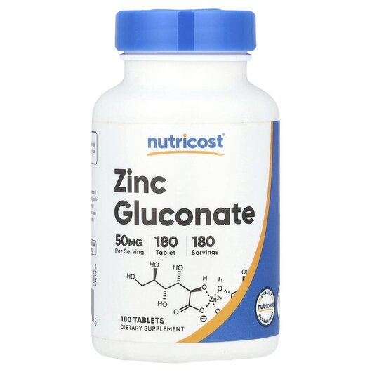 Основное фото товара Nutricost, Глюконат Цинка, Zinc Gluconate 50 mg, 180 таблеток