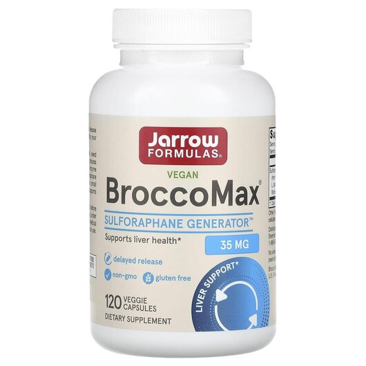 Основне фото товару BroccoMax Myrosinase Activated SGS Основне фото товару Jarrow Formulas, BroccoMax, Броколі, 120 капсул
