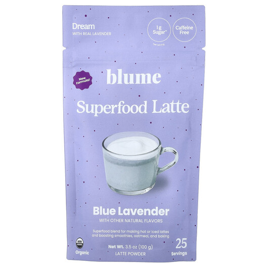 Основне фото товару Blume, Superfood Latte Blue Lavender Caffeine Free, Кофеїн, 100 г