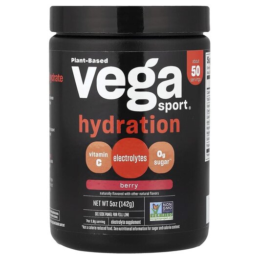 Основне фото товару Sport Plant-Based Hydrator Berry Основне фото товару Vega, Sport Plant-Based Hydrator Berry, Електроліти, 142 г