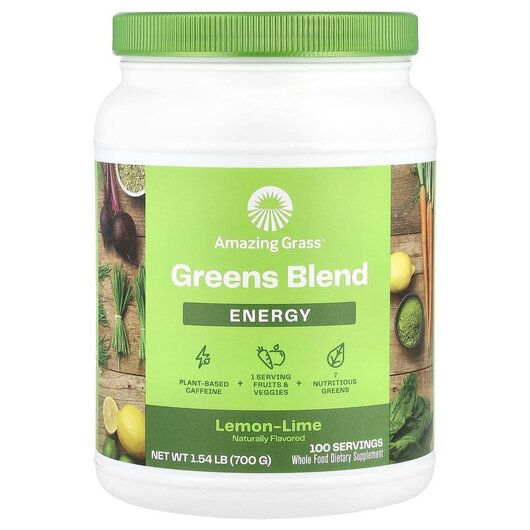 Основное фото товара Amazing Grass, Суперфуд, Green Superfood Energy Lemon Lime, 700 г