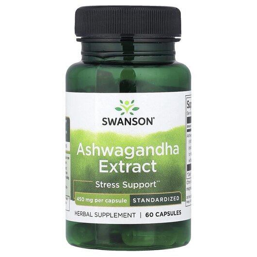 Основне фото товару Ashwagandha Extract Standardized 450 mg Основне фото товару Swanson, Ashwagandha Extract Standardized 450 mg, Ашваганда, 60 к