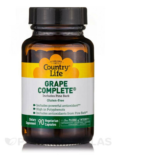 Основное фото товара Country Life, Экстракт виноградных косточек, Grape Complete, 90 к