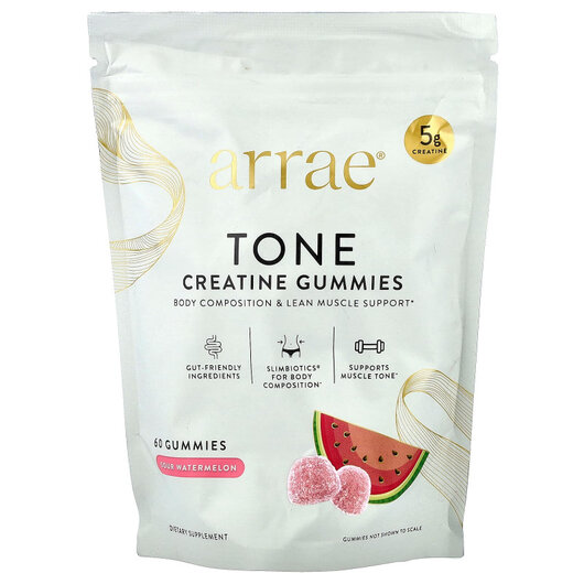 Основне фото товару Tone Creatine Gummies Sour Watermelon Основне фото товару Arrae, Tone Creatine Gummies Sour Watermelon, Креатин, 60 таблето