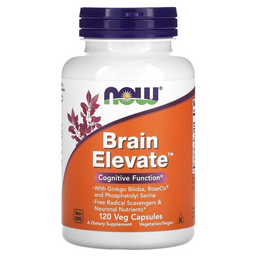 Основное фото товара Brain Elevate Основное фото товара NOW Foods, Поддержка памяти и внимания, Brain Elevate, 120 капсул