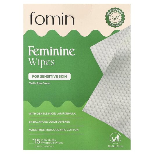 Основное фото товара Feminine Wipes For Sensitive, Средства гигиены, 15 Individually W