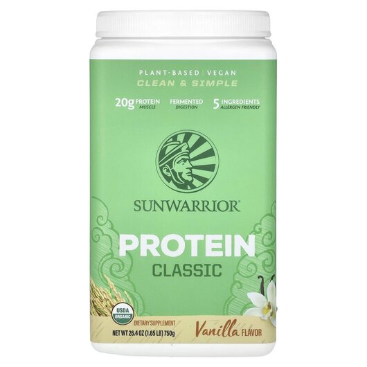 Основне фото товару Sunwarrior, Classic Protein Vanilla, Протеїн, 750 г