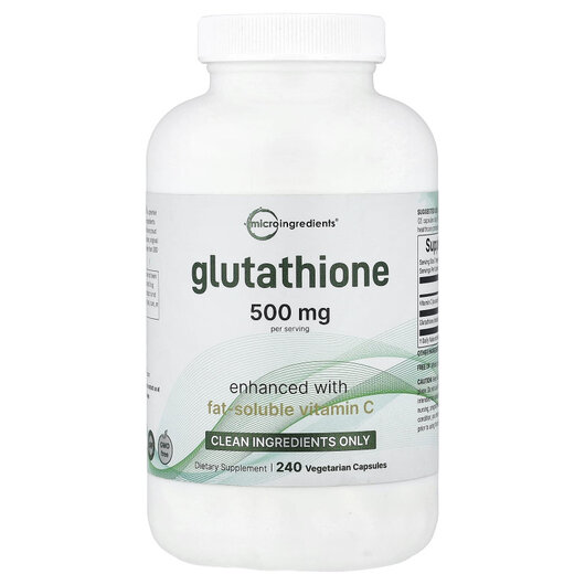 Основне фото товару Glutathione Основне фото товару Micro Ingredients, Glutathione, L-Глутатіон, 240 капсул