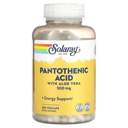 Основне фото товару Pantothenic Acid 500 mg Основне фото товару Pantothenic Acid 500 mg, Пантотенова кислота 500 мг, 250 капсул