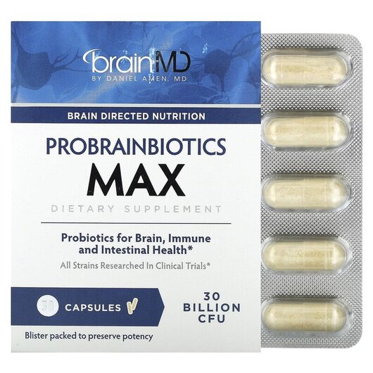 Основне фото товару Probrainbiotics Max 30 Billion CFU Основне фото товару Probrainbiotics Max 30 Billion CFU, Підтримка мозку, 30 капсул