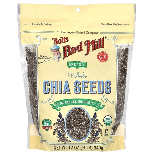 Основне фото товару Bob's Red Mill, Organic Whole Chia Seeds, Насіння Чіа, 340 г