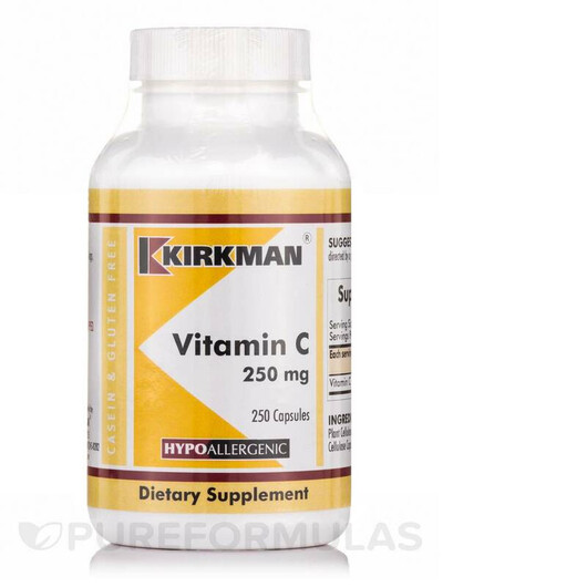 Основне фото товару Kirkman, Vitamin C 250 mg Hypoallergenic, Вітамін C, 250 капсул