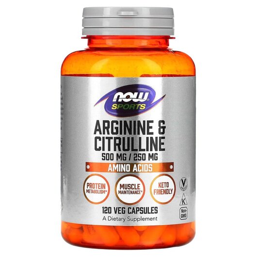 Основное фото товара Sports Arginine & Citrulline 500 mg /250 mg Основное фото товара Аргинин и цитруллин, Sports Arginine & Citrulline, 120 капсул