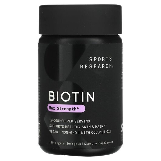 Основне фото товару Biotin with Organic Coconut Oil 10000 mcg, Вітамін B7 Біотин, 120