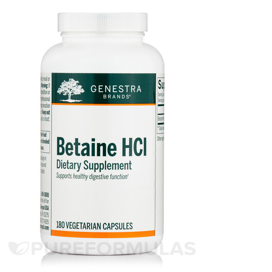 Основное фото товара Betaine HCL Основное фото товара Genestra, Бетаин гидрохлорид, Betaine HCL, 180 капсул