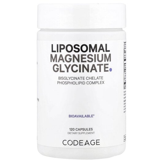 Основне фото товару CodeAge, Liposomal Magnesium Glycinate, Гліцинат магнію, 120 капс