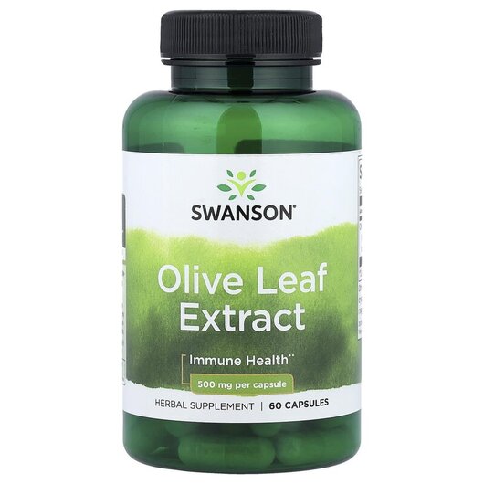 Основное фото товара Swanson, Листья оливы, Olive Leaf Extract 500 mg, 60 капсул