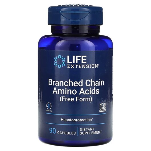 Основне фото товару Branched Chain Amino Acids Основне фото товару Life Extension, Branched Chain Amino Acids, Амінокислоти, 90 капс