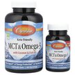 Фото товару MCT & Omega-3 120 + Фото товару Carlson, MCT & Omega-3 120 +, МСТ Тригліцериди, 30 капсул