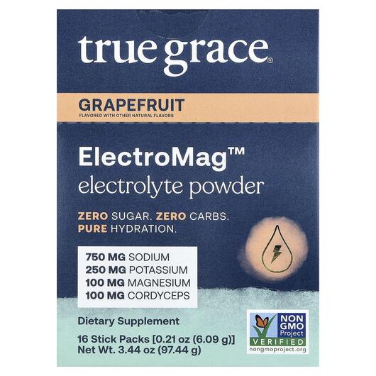 Основное фото товара True Grace, Магний, ElectroMag Electrolyte Powder Grapefruit, 16 