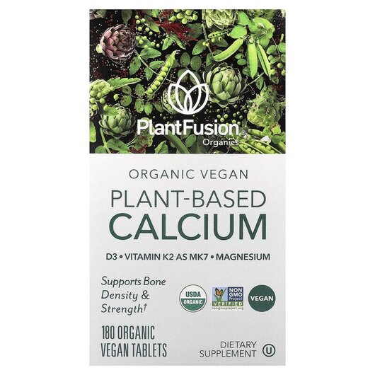 Основне фото товару Organic Vegan Plant-Based Calcium Основне фото товару Organic Vegan Plant-Based Calcium, Кальцій, 180 Organic Vegan Tab