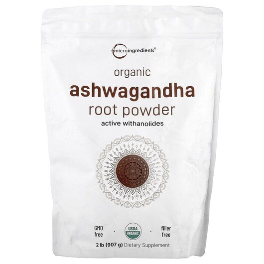 Основне фото товару Micro Ingredients, Organic Ashwagandha Root Powder, Ашваганда, 90