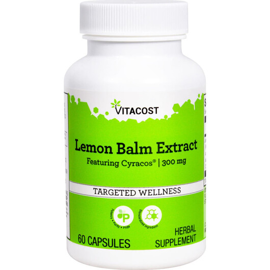 Основне фото товару Lemon Balm Extract Featuring Cyracos 300 mg, Меліса, 60 капсул