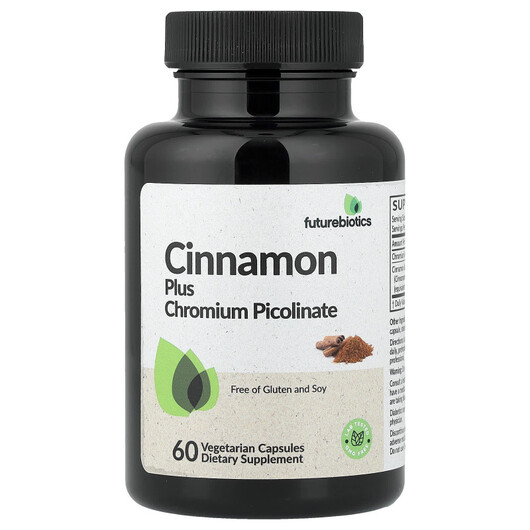 Основне фото товару Future Biotics, Cinnamon Plus Chromium Picolinate, Хром, 60 капсу