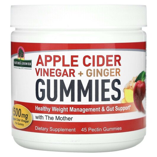 Основне фото товару Apple Cider Vinegar + Ginger Gummies with, Яблучний оцет, 45 Pect