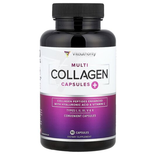 Основне фото товару Multi Collagen Capsules Plus Основне фото товару Vitauthority, Multi Collagen Capsules Plus, Колаген, 90 капсул