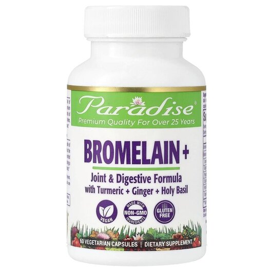 Основное фото товара Бромелайн, Bromelain Joint & Digestive Formula 500 mg, 60 кап