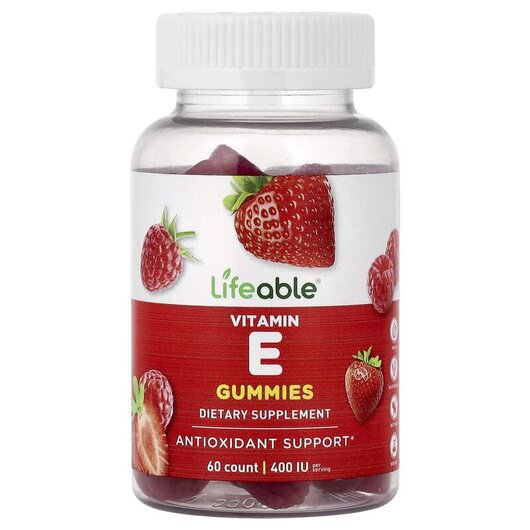 Основное фото товара Vitamin E Gummies Berry 60 Gummies, Витамин E Токоферолы, 60 mg P