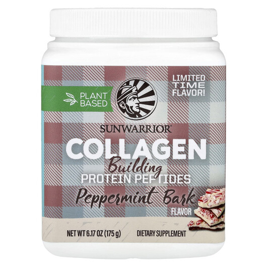 Основне фото товару Plant Based Collagen Peppermint Bark Основне фото товару Sunwarrior, Plant Based Collagen Peppermint Bark, Колаген, 175 г