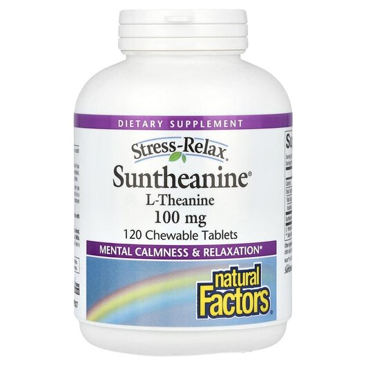 Основне фото товару Suntheanine 100 mg Основне фото товару Natural Factors, Suntheanine 100 mg, L-Теанін, 120 таблеток