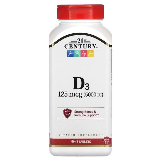 Основне фото товару Vitamin D3 125 mcg 5000 IU, Вітамін D3 125 мкг 5000 МО, 360 табле