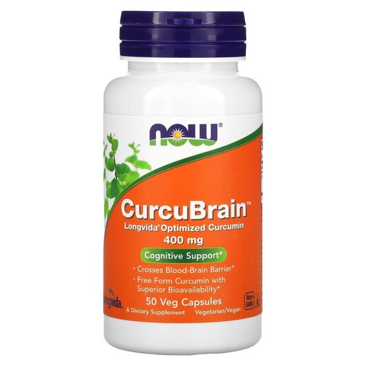 Основное фото товара CurcuBrain Cognitive Support 400 mg Основное фото товара NOW Foods, Куркумин 400 мг, CurcuBrain, 50 капсул