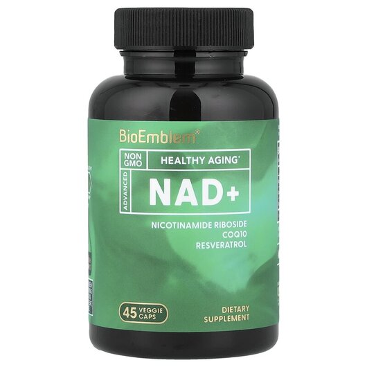 Основне фото товару NAD + Основне фото товару BioEmblem, NAD +, Нікотинамід НАД+, 45 капсул