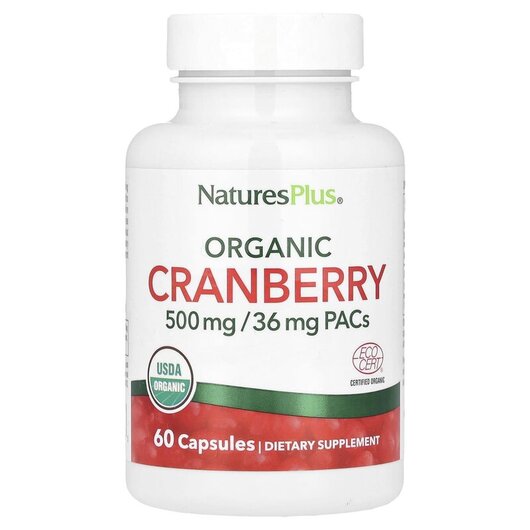 Основное фото товара Natures Plus, Клюква, Organic Cranberry 500 mg, 60 капсул