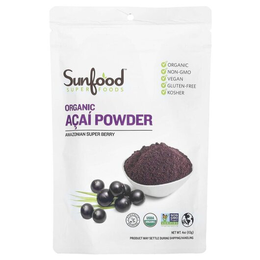 Основное фото товара Sunfood, Ягоды Асаи, Amazon Acai Powder, 113 г