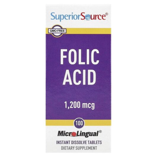 Основне фото товару Folic Acid 1200 mcg Основне фото товару Folic Acid 1200 mcg 100, Вітамін B9 Фолієва кислота, 100 таблеток