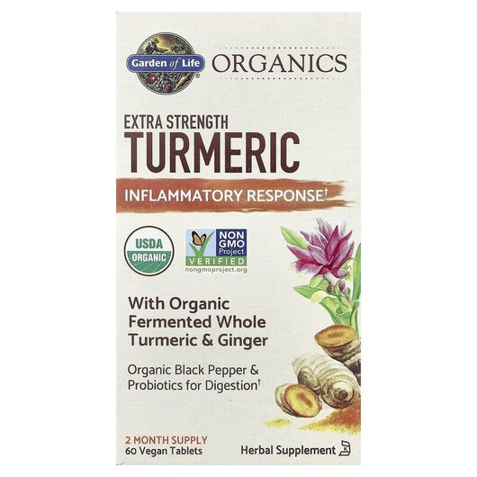 Основное фото товара MyKind Organics Extra Strength Turmeric Inflammatory Response Основное фото товара Garden of Life, Куркума, Extra Strength Turmeric, 60 таблеток