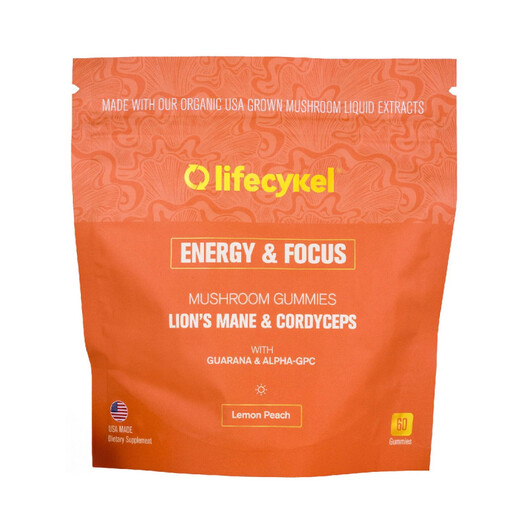 Основне фото товару Energy & Focus Gummies Lion's Mane & Cordyceps Lemon Peach Flavor Основне фото товару Energy & Focus Gummies Lion's Mane & Cordyceps Lemon
