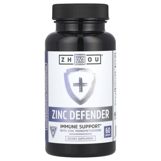Основное фото товара Zinc Defender Основное фото товара Zhou Nutrition, Цинк 30 мг, Zinc Defender, 60 капсул